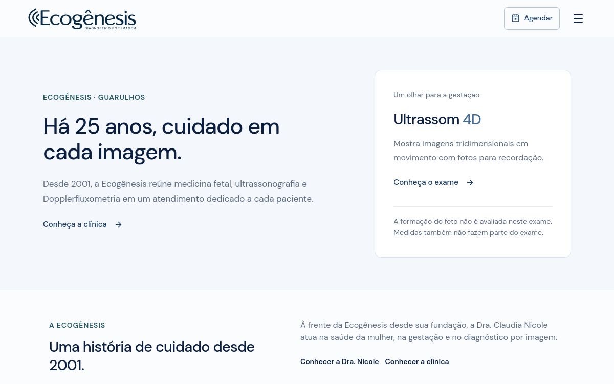 Nova página inicial da Ecogênesis